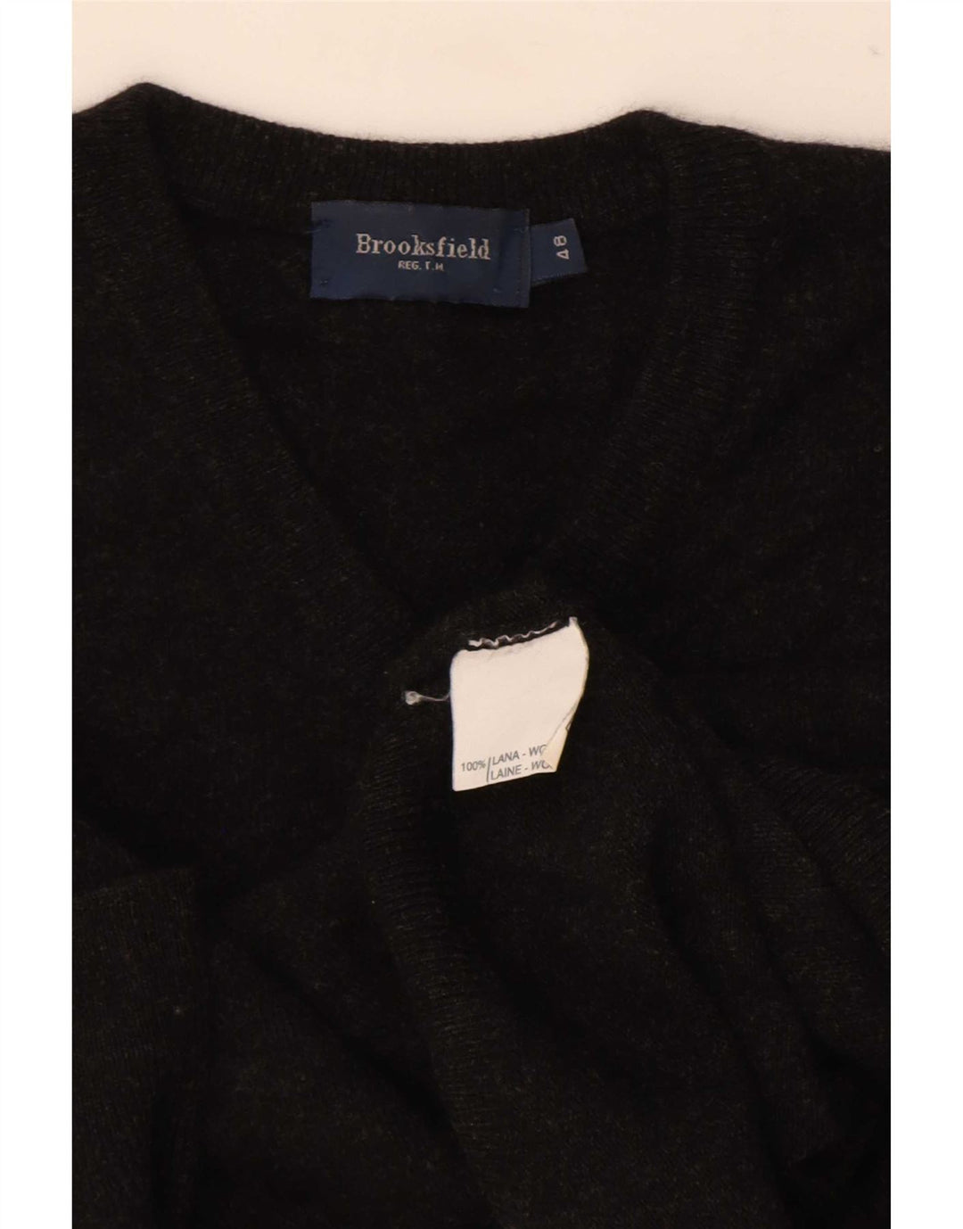 Maglione da uomo con scollo a V Brooksfield IT 48 piccolo in lana nera