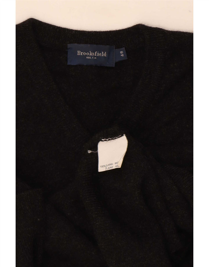 Maglione da uomo con scollo a V Brooksfield IT 48 piccolo in lana nera