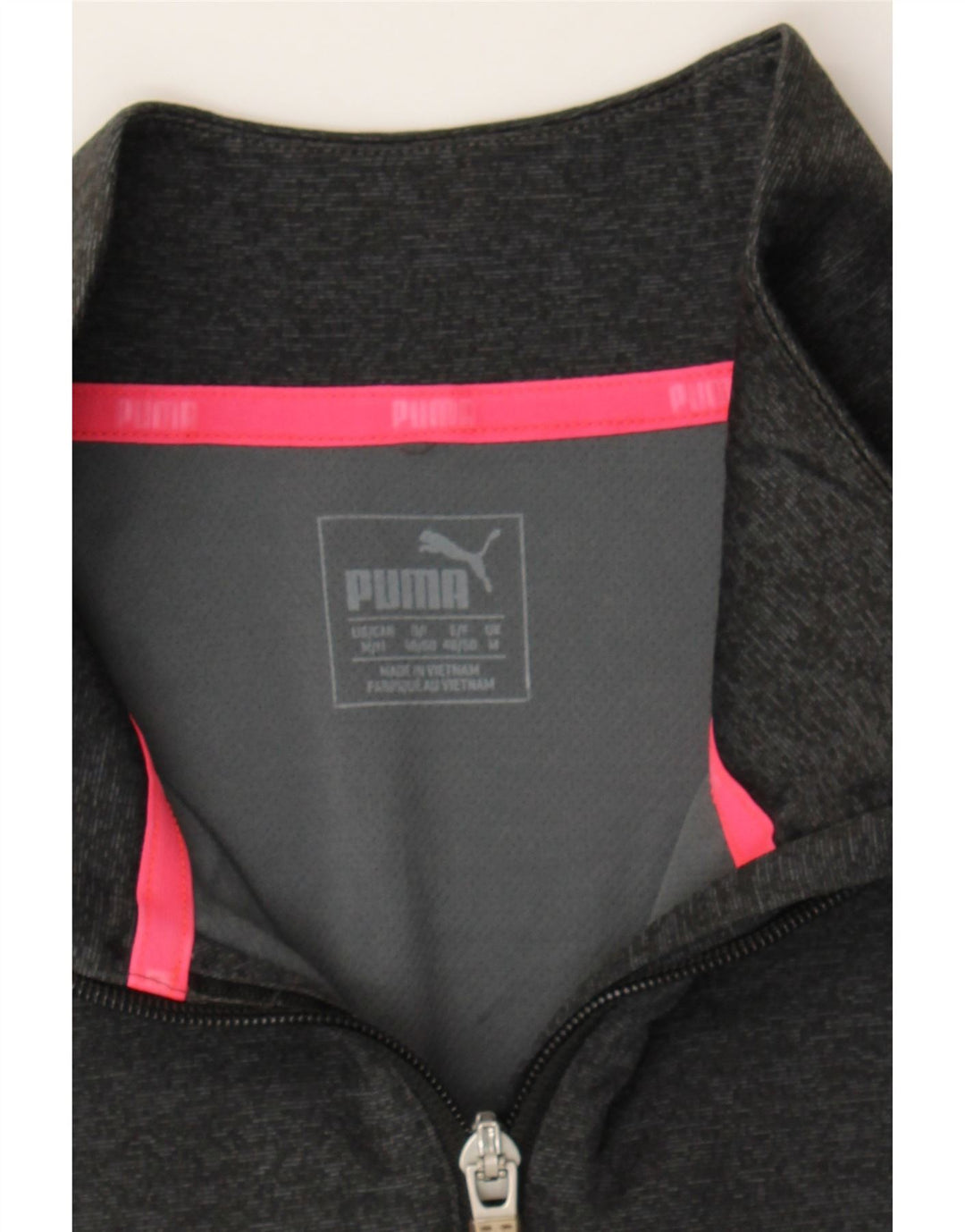 PUMA Mens Zip Neck Pullover Tracksuit Top Medium Grey Polyester Vintage Puma and Second-Hand Puma from Messina Hembry 
