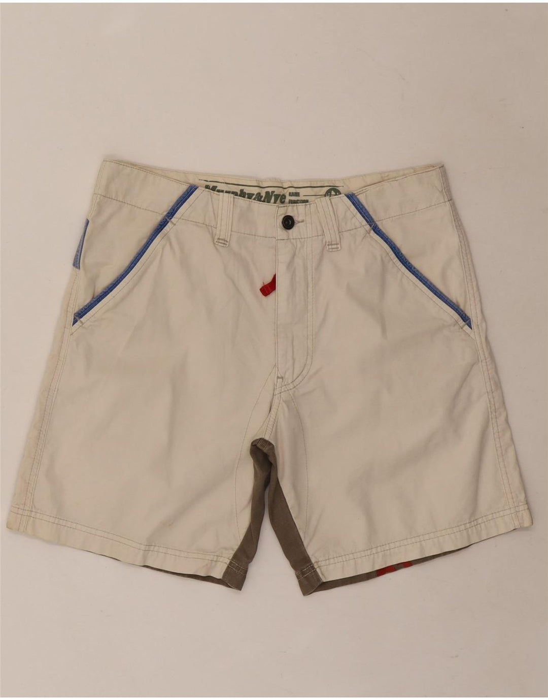 Pantaloncini casual grafici da uomo Murphy & Nye W32 cotone color block bianco medio