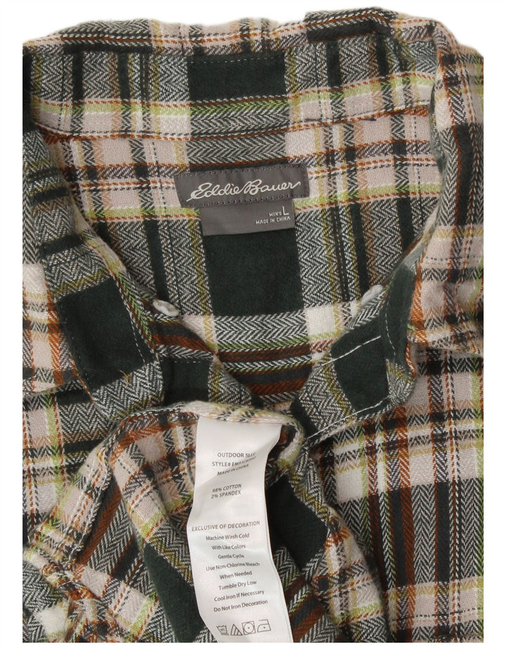 Eddie Bauer Camicia da uomo in flanella di cotone scozzese grande verde