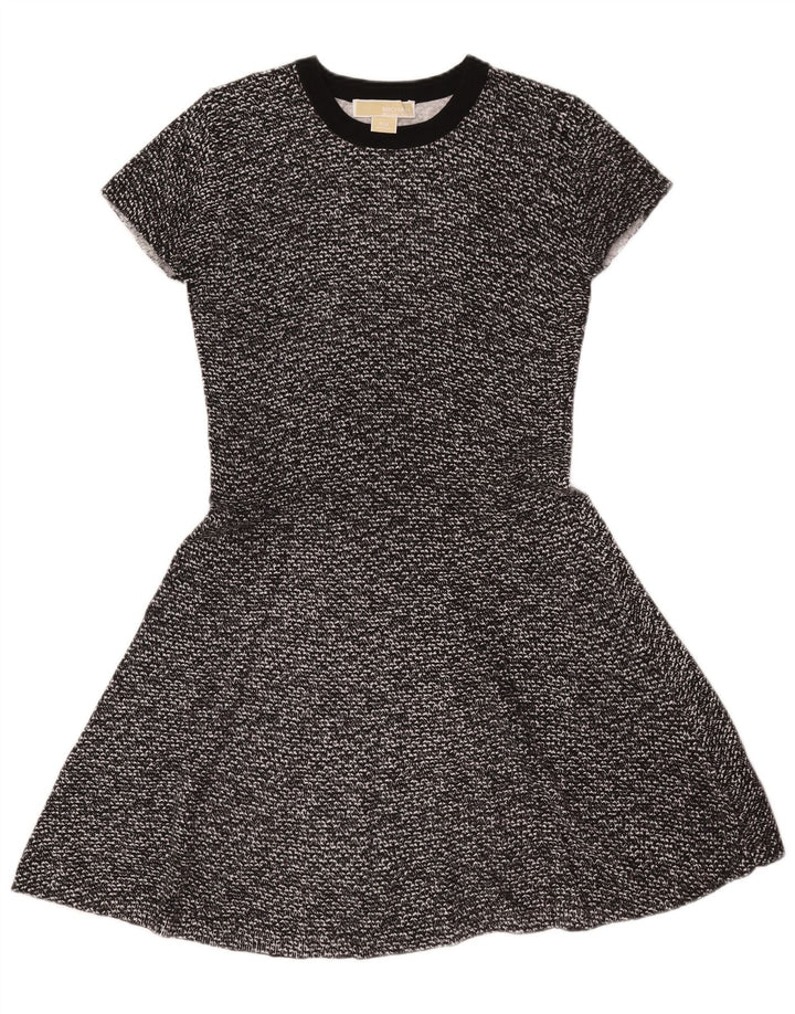 Abito a trapezio da donna Michael Kors UK 12 cotone medio nero screziato