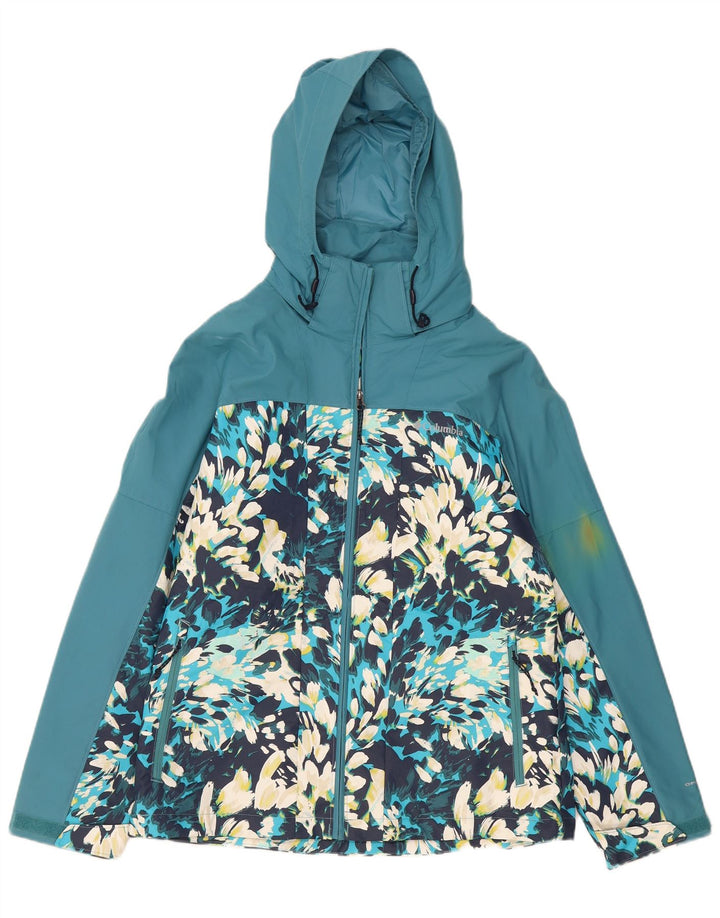 Giacca a vento con cappuccio da donna Columbia UK 10 Small Poliestere floreale blu