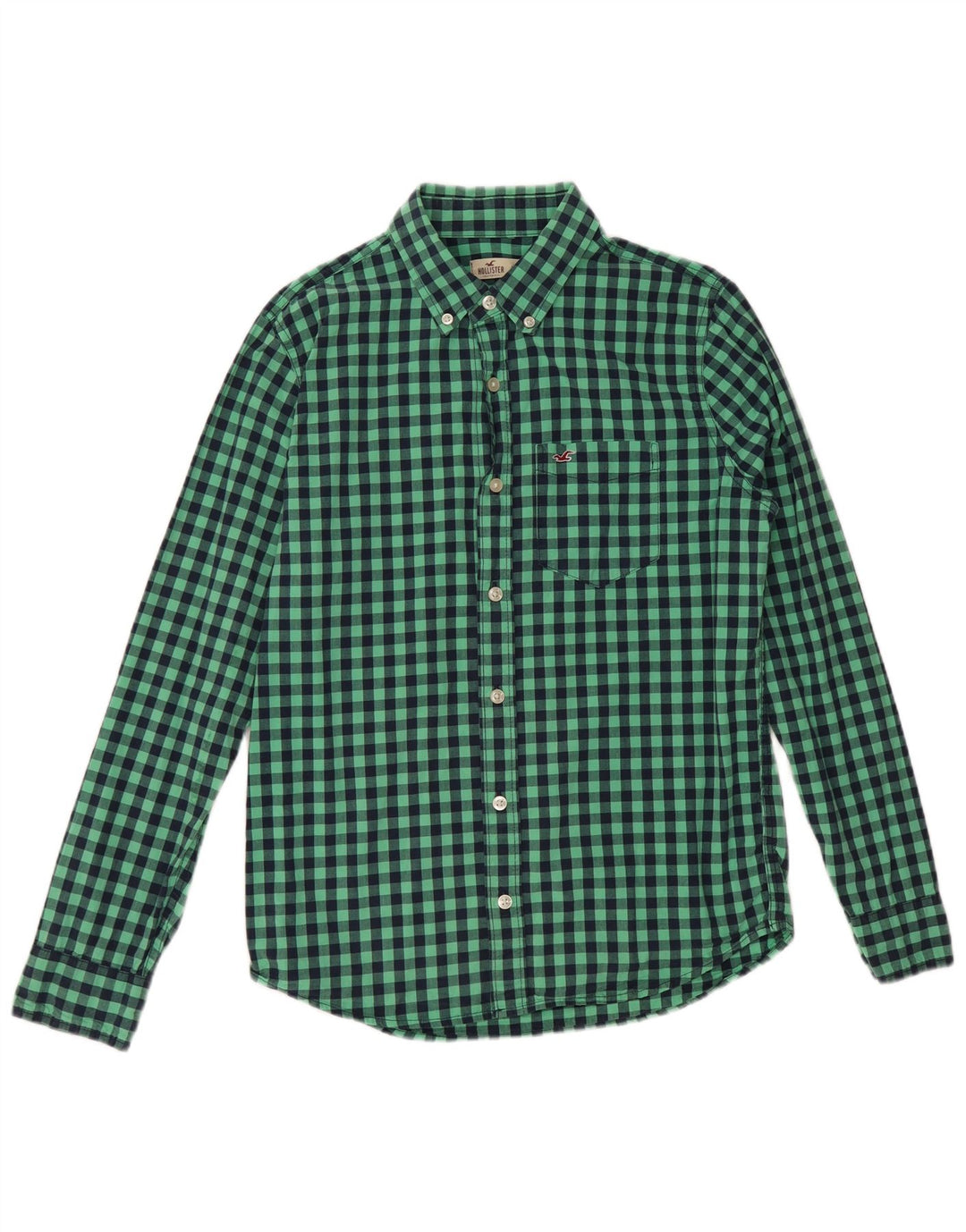 Camicia Hollister da uomo piccola in cotone a quadretti verdi