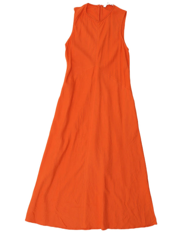 Abito a trapezio senza maniche da donna Zara UK 12 Lino arancione medio