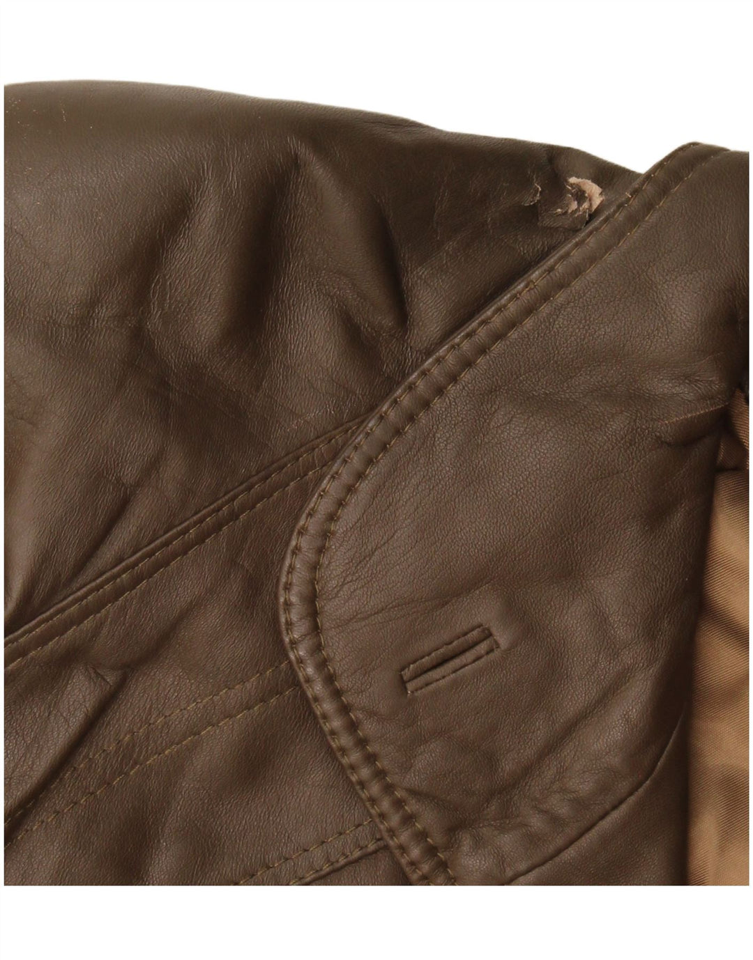 Giacca in pelle vintage da donna UK 16 grande marrone