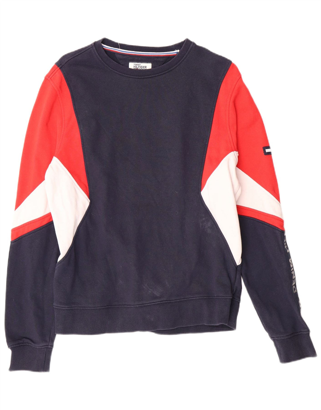 TOMMY HILFIGER Felpa grafica da uomo Maglione color block medio blu navy