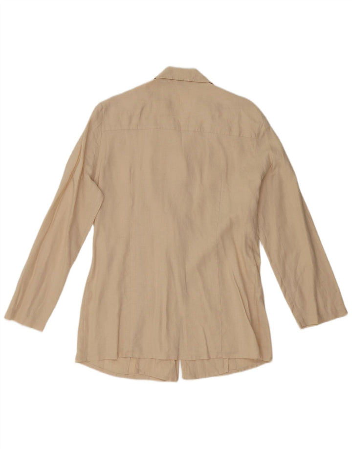 Cherie Giacca Blazer da Donna a 4 Bottoni IT 42/44 Lino Beige Medio