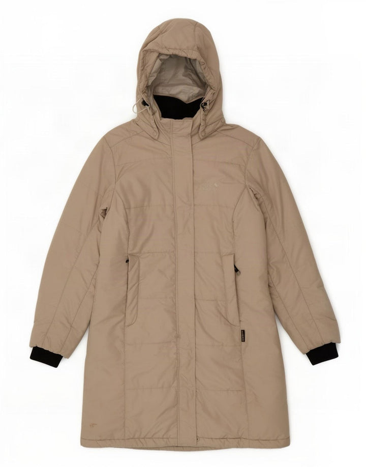 Cappotto imbottito con cappuccio da donna Jack Wolfskin UK 12/14 Poliestere beige medio