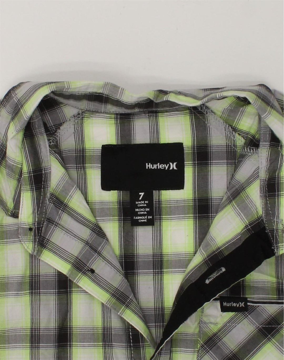 HURLEY Boys Short Sleeve Shirt 6-7 Years Grey Check Cotton | Vintage Hurley | Thrift | Second-Hand Hurley | Used Clothing | Messina Hembry 