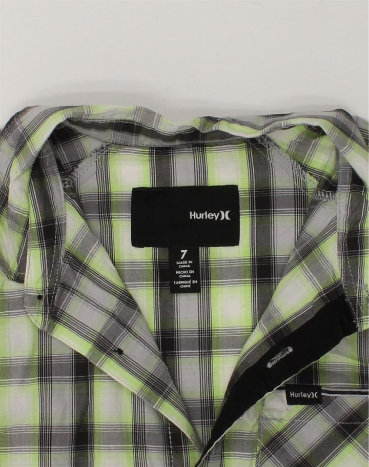 HURLEY Boys Short Sleeve Shirt 6-7 Years Grey Check Cotton | Vintage Hurley | Thrift | Second-Hand Hurley | Used Clothing | Messina Hembry 