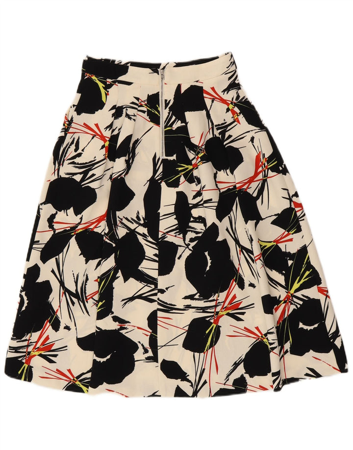 WAREHOUSE Gonna a trapezio da donna UK 6 XS W25 Poliestere floreale bianco sporco