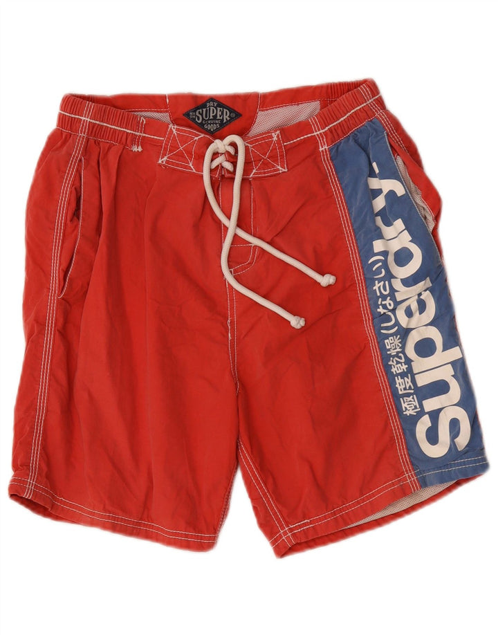 Pantaloncini da bagno grafici da uomo Superdry grandi in poliestere rosso