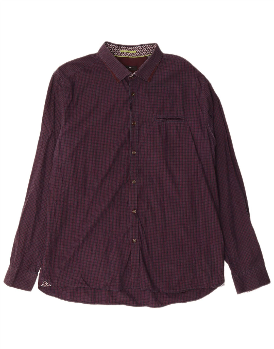 Camicia da uomo Ted Baker taglia 6 2XL cotone a quadretti viola