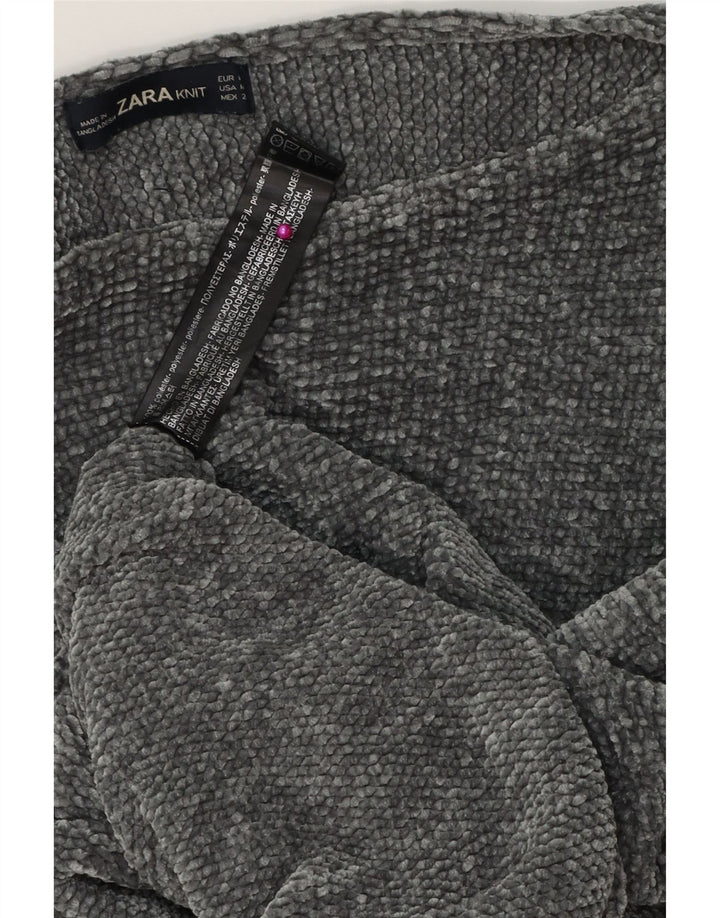 Maglione ZARA da donna oversize con scollo a barca UK 14 Poliestere grigio medio