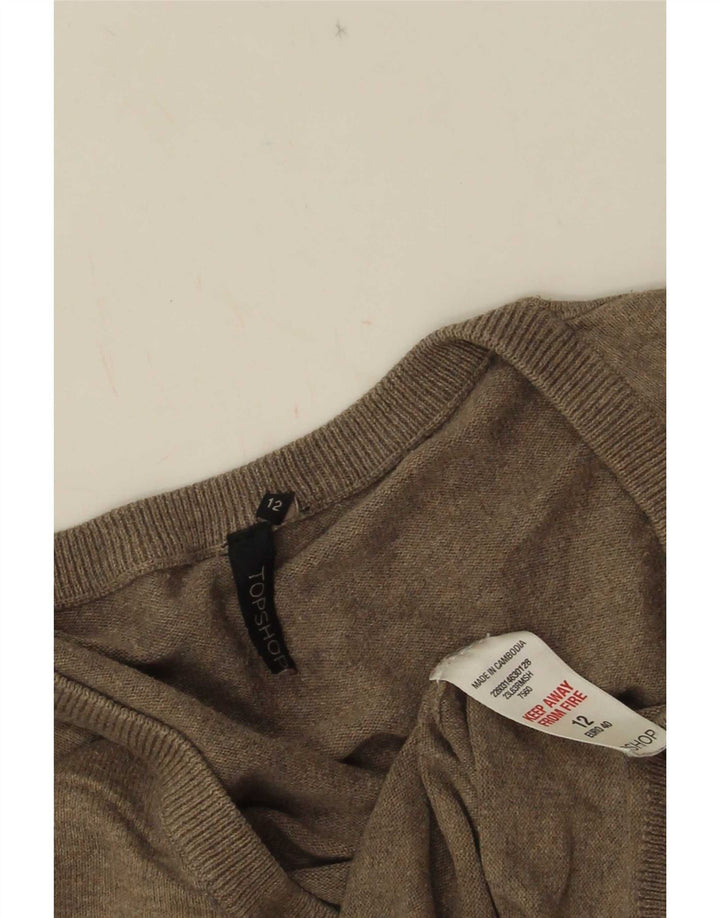 Topshop Maglione da donna con scollo a V UK 12 Cotone grigio medio