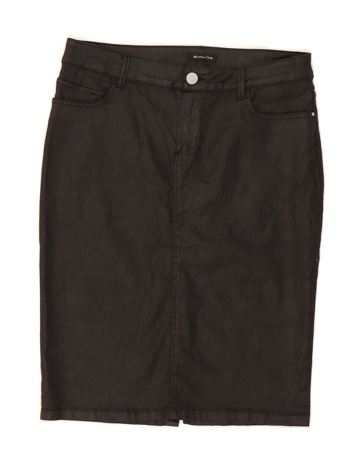 MASSIMO DUTTI Womens Pencil Skirt EU 40 Medium W30 Black Cotton Vintage Massimo Dutti and Second-Hand Massimo Dutti from Messina Hembry 