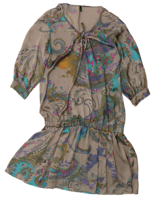 Abito da donna a vita bassa con maniche a 3/4 Benetton UK 6 XS Paisley multicolore