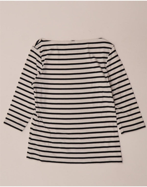 Tommy Hilfiger Top da donna manica 3/4 UK 14 grande cotone a righe bianche