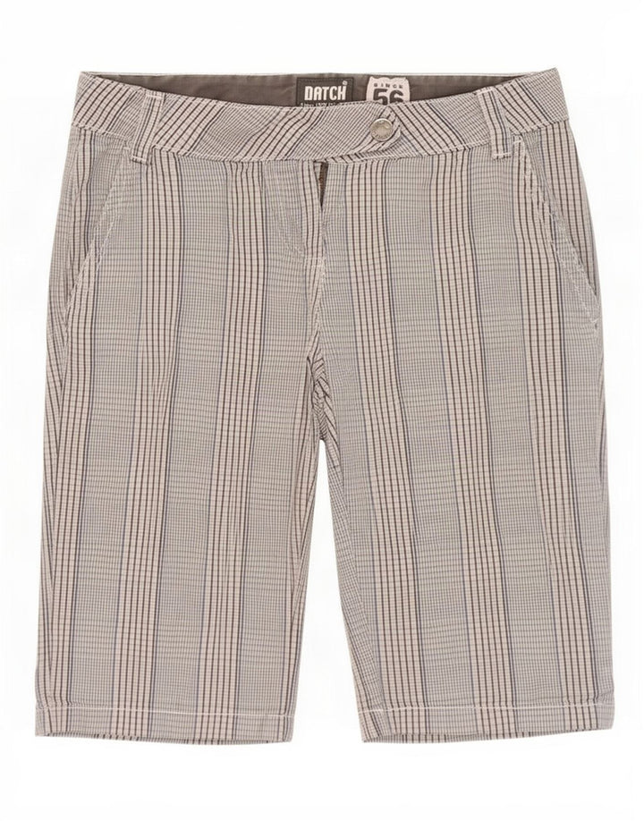 Pantaloncini chino da donna Datch piccoli W27 in cotone a quadri grigi