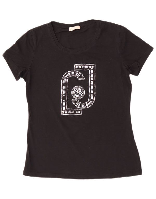 T-shirt grafica da donna Liu Jo Top UK 12 Medium Nero