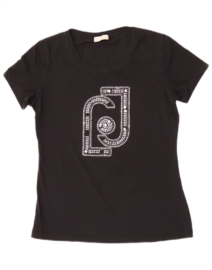 T-shirt grafica da donna Liu Jo Top UK 12 Medium Nero