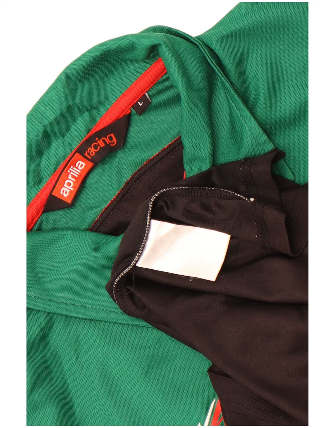 Polo grafica da uomo Aprilia grande in poliestere color block nero