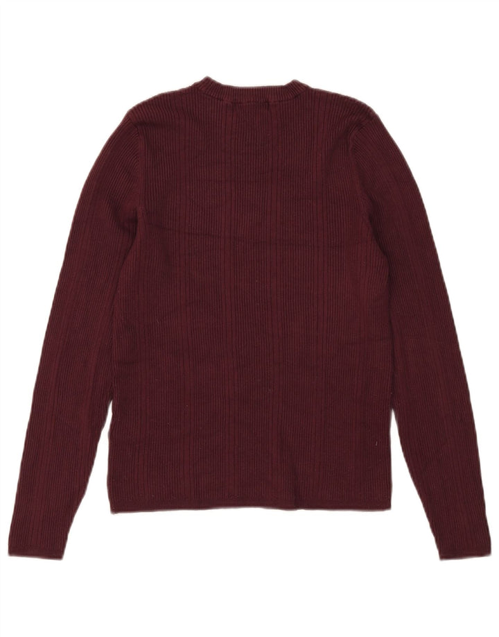 Maglione maglione girocollo da donna Marks & Spencer UK 12 Borgogna medio