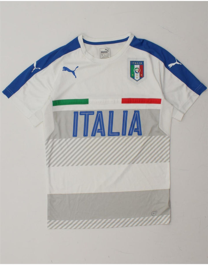 PUMA Mens Italia Graphic T-Shirt Top Small White Striped Polyester Vintage Puma and Second-Hand Puma from Messina Hembry 
