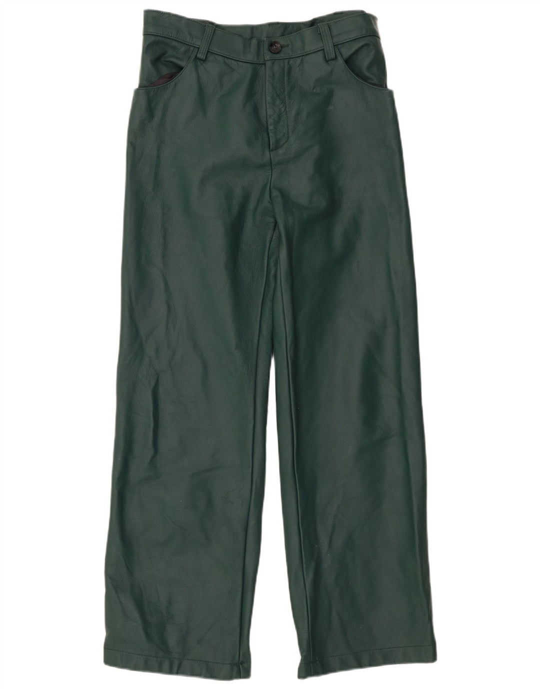 Pantaloni dritti in pelle vintage da donna W32 L29 Verde