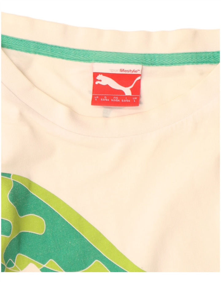 Puma T-shirt grafica da uomo grande in cotone bianco