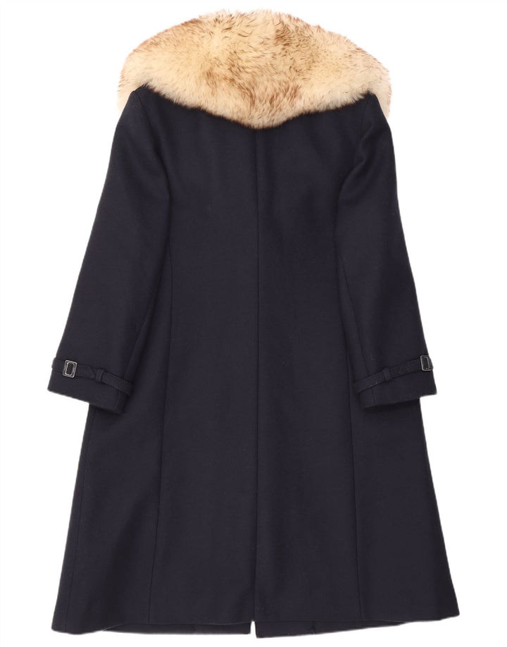Soprabito vintage da donna UK 18 XL in lana blu navy