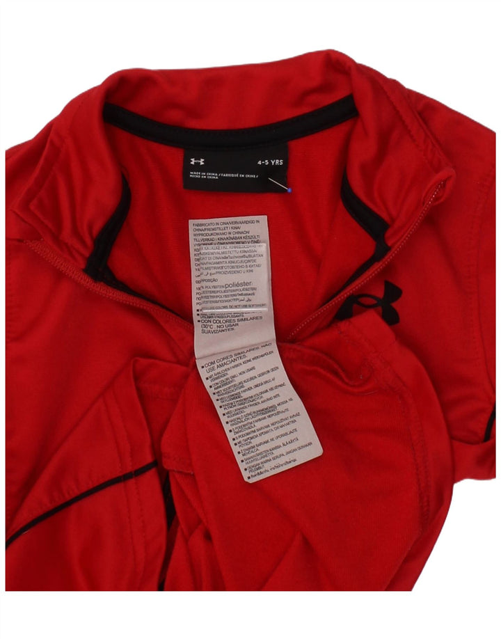 UNDER ARMOUR Boys Tracksuit Top Jacket 4-5 Years Red Polyester Vintage Under Armour and Second-Hand Under Armour from Messina Hembry 