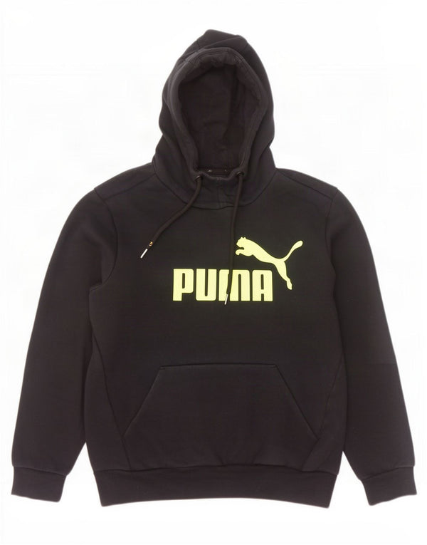 Felpa con cappuccio grafica da uomo Puma piccola in cotone nero