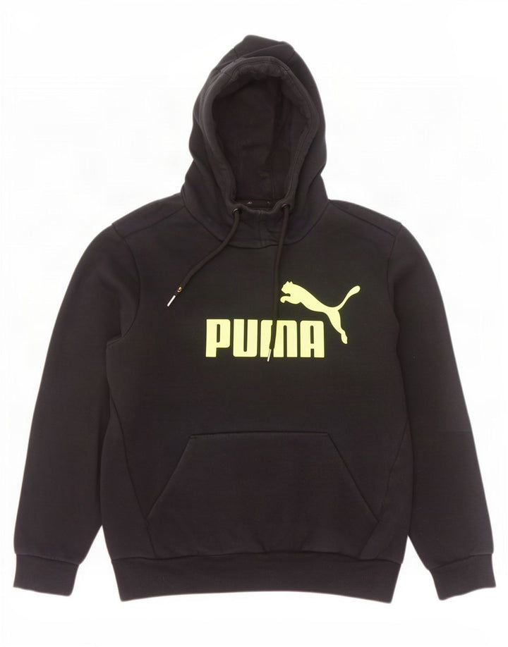 Felpa con cappuccio grafica da uomo Puma piccola in cotone nero