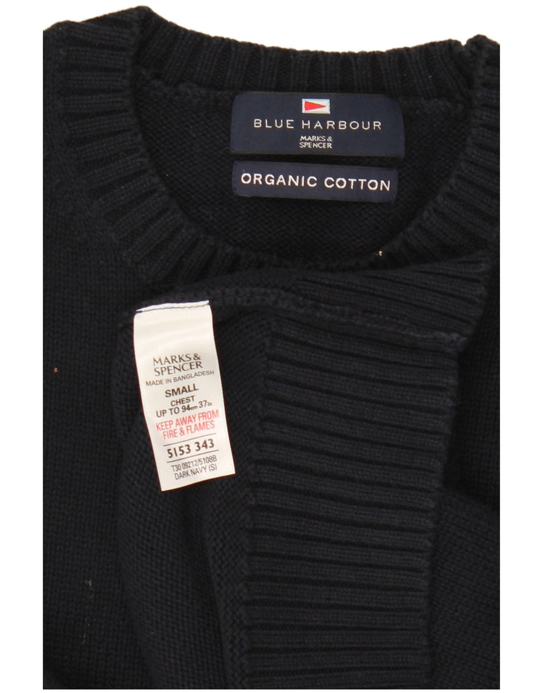 Maglione maglione girocollo da uomo Marks & Spencer blu Harbour piccolo blu navy