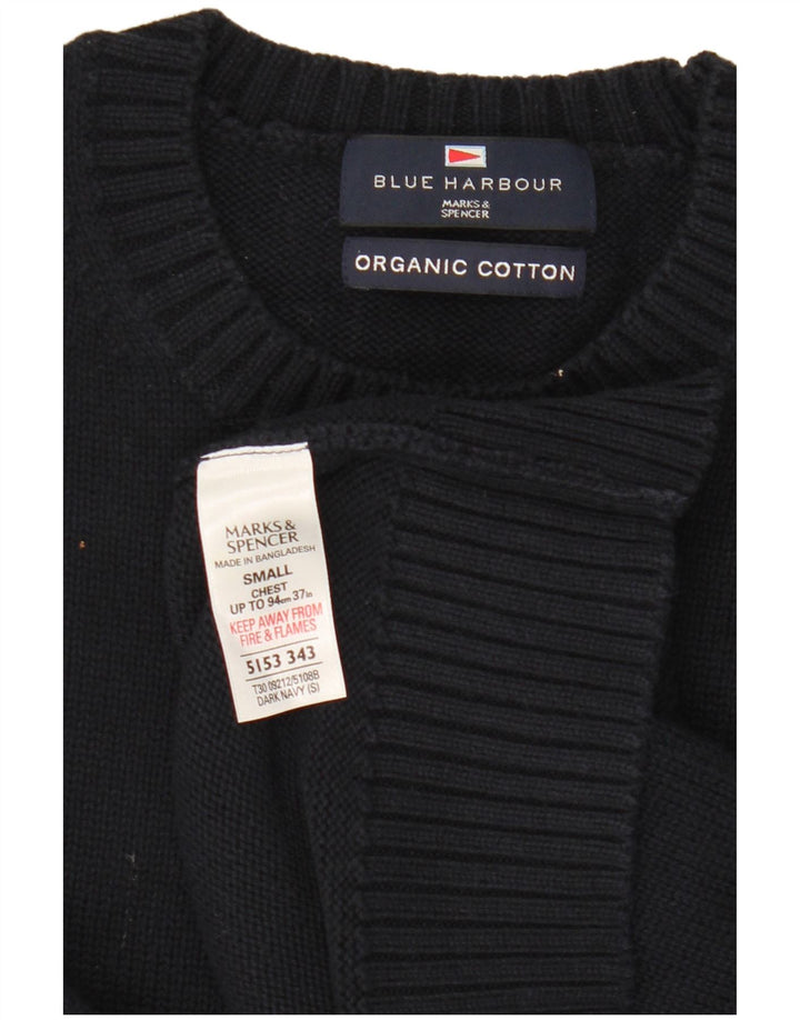 Maglione maglione girocollo da uomo Marks & Spencer blu Harbour piccolo blu navy