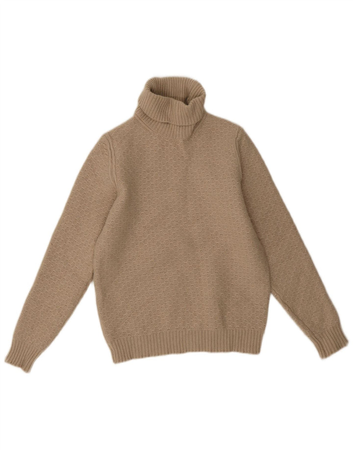 Maglione maglione da donna a collo alto Massimo Dutti UK 14 Large Beige geometrico