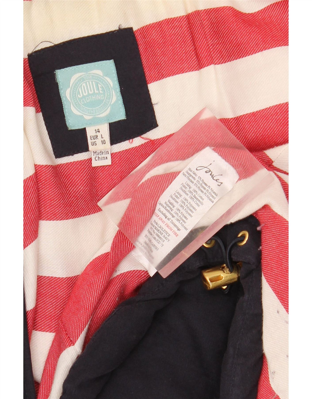 JOULES giacca imbottita da donna UK 14 grande poliestere blu navy