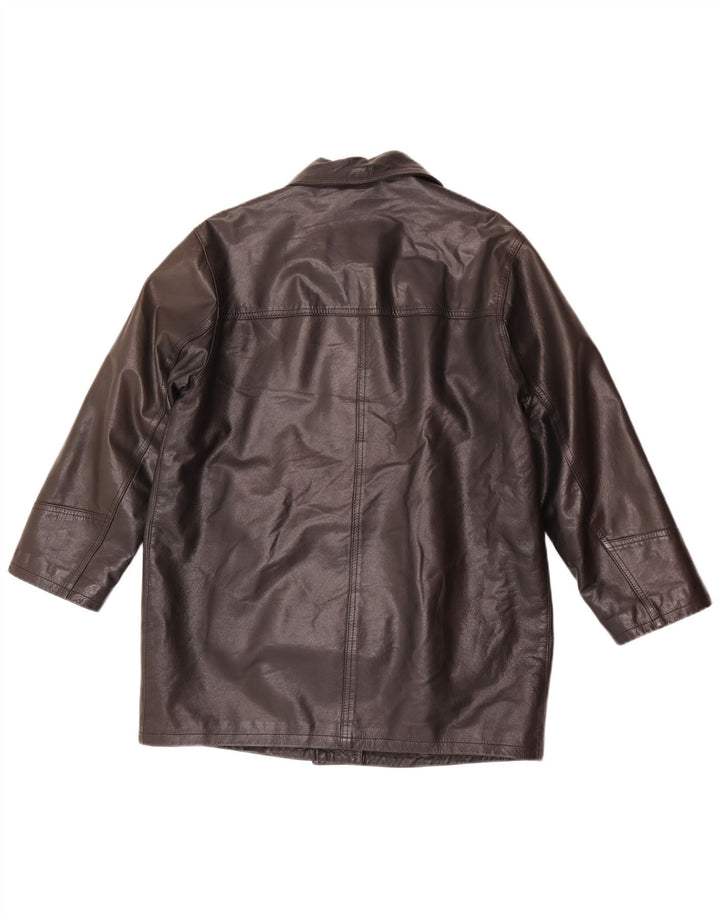 Cappotto in pelle vintage da donna dalla vestibilità rilassata EU 36 piccolo nero