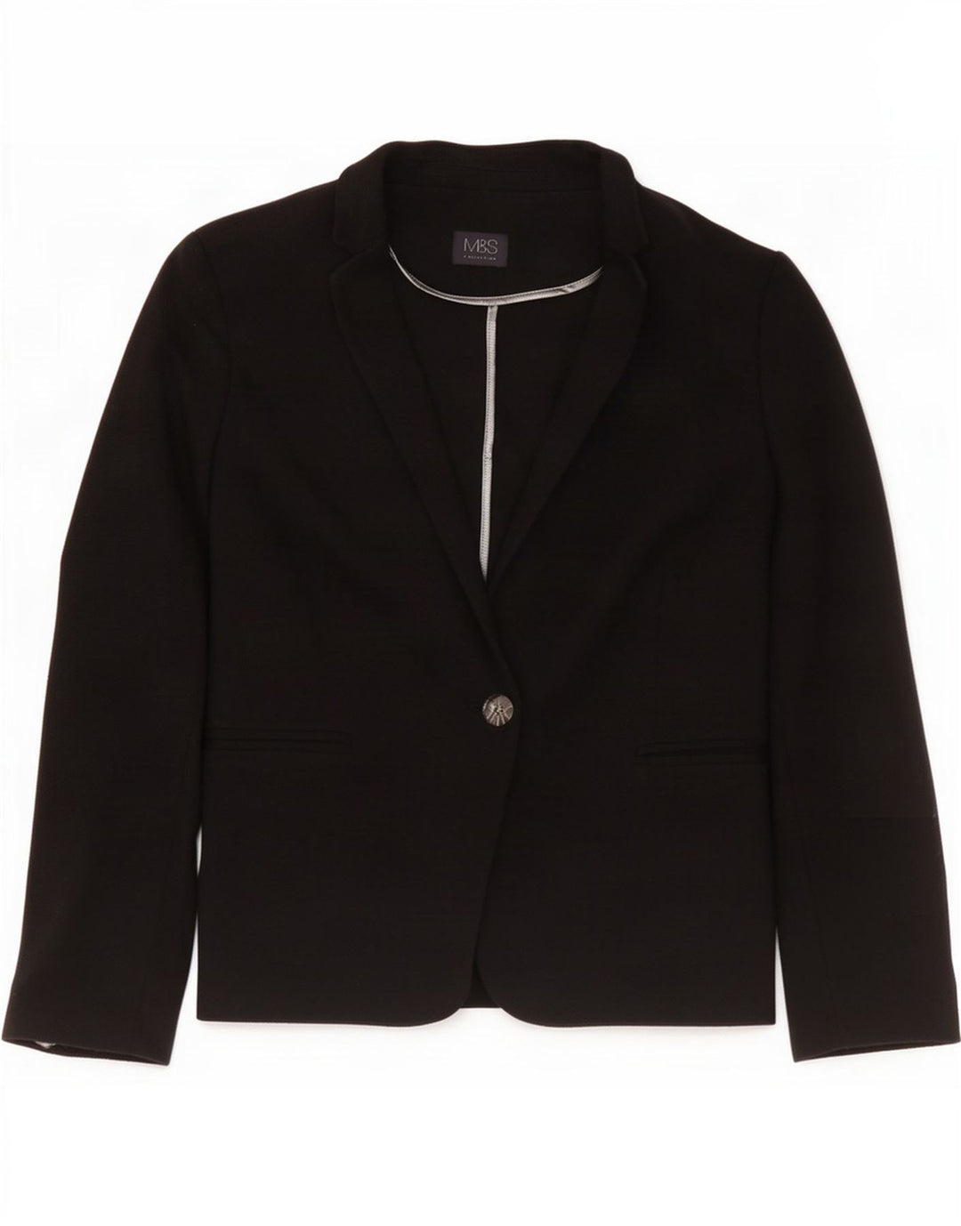 Giacca blazer a 1 bottone Marks & Spencer da donna UK 16 grande cotone nero