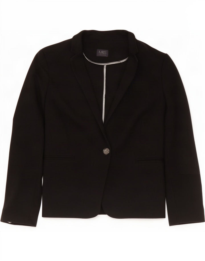 Giacca blazer a 1 bottone Marks & Spencer da donna UK 16 grande cotone nero