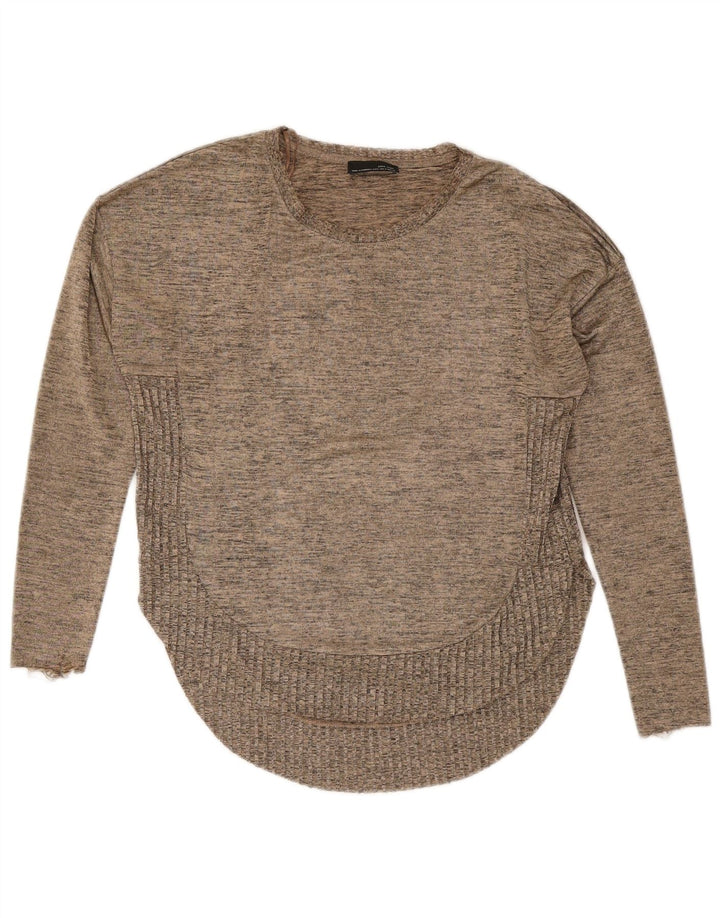 Maglione Girocollo Da Donna ZARA UK 10 Piccolo Grigio