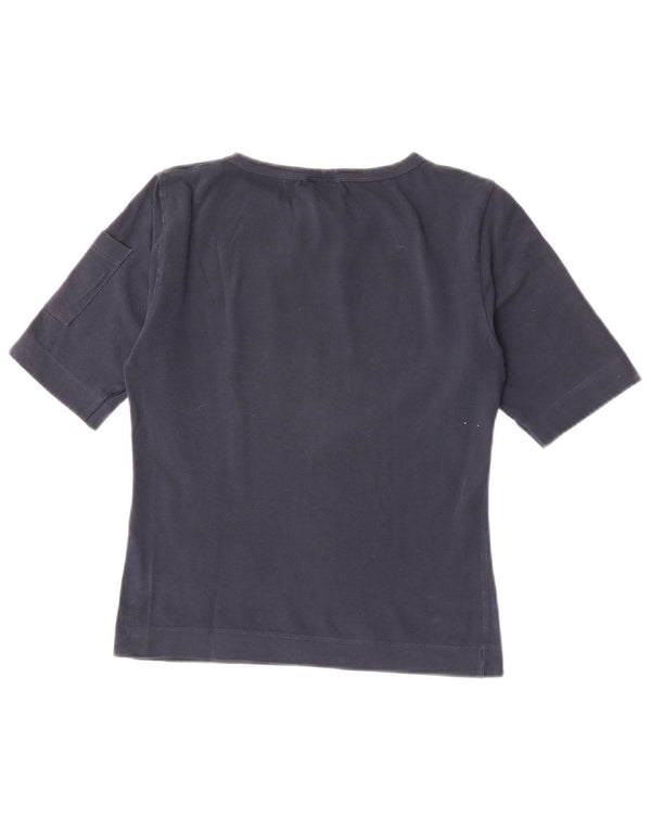 T-shirt grafica corta da donna Lee UK 14 grande blu navy