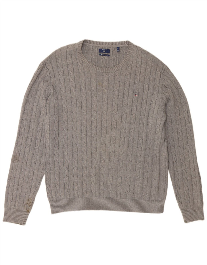 Maglione maglione girocollo da uomo GANT 3XL cotone grigio