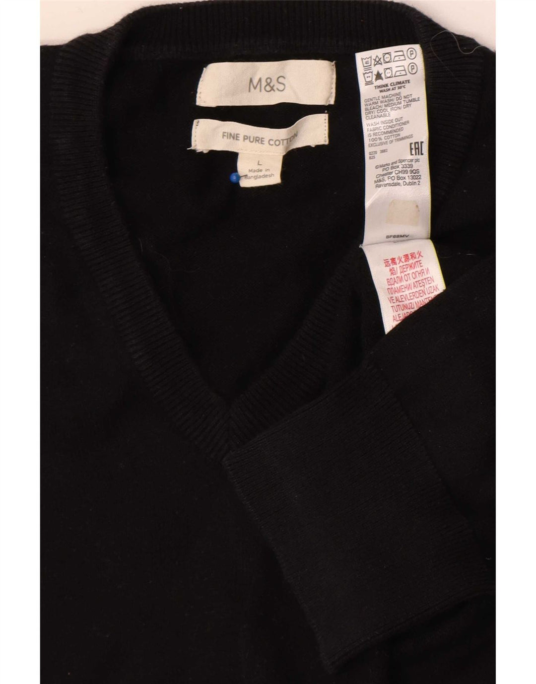 Maglione da uomo con scollo a V Marks & Spencer grande cotone nero