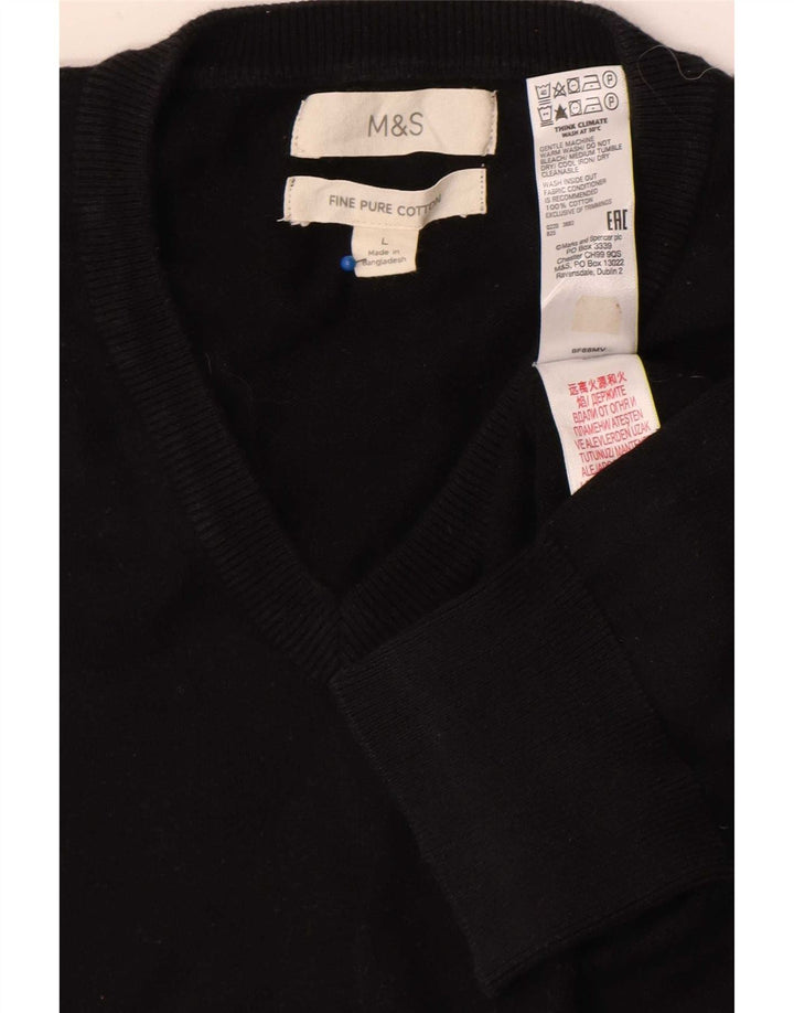 Maglione da uomo con scollo a V Marks & Spencer grande cotone nero