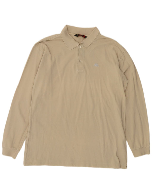 Polo KAPPA da uomo a manica lunga grande in cotone beige