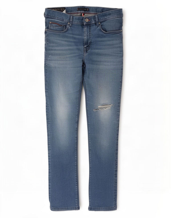 Tommy Hilfiger Uomo Layton Distressed Jeans Skinny W34 L30 Cotone Blu
