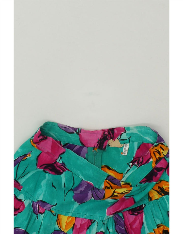 VINTAGE Womens A-Line Skirt IT 42 Medium W26 Blue Floral Vintage Vintage and Second-Hand Vintage from Messina Hembry 